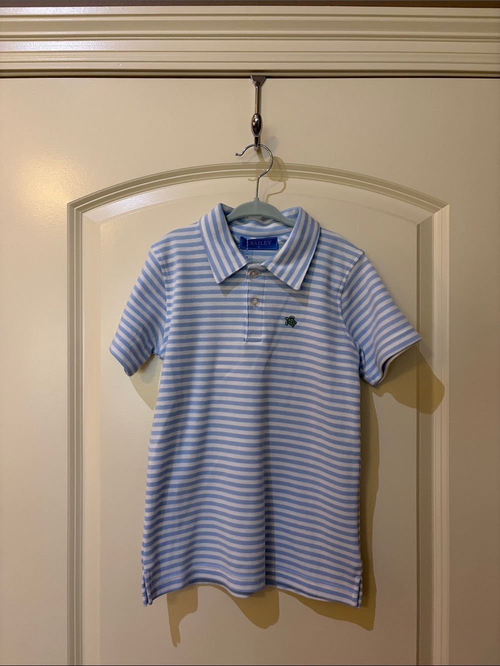 YOUTH Blue & White Striped Polo Shirt